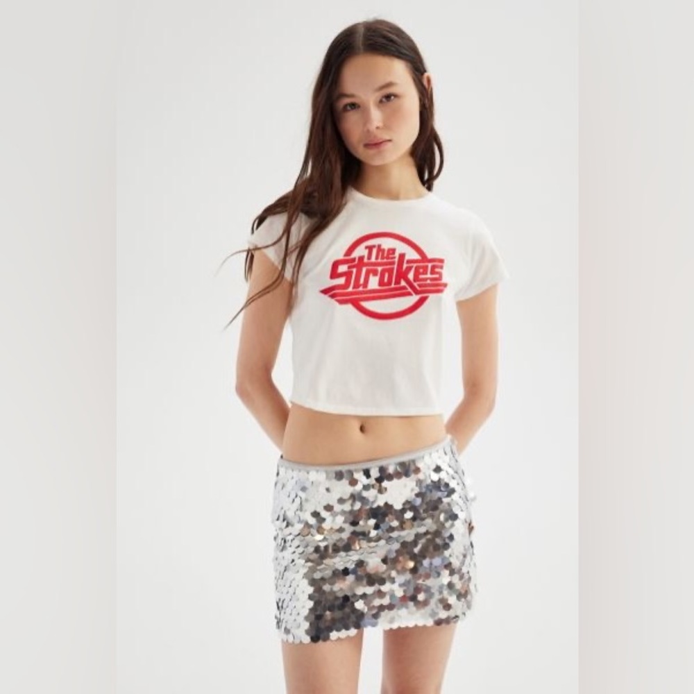 UO Zinnia Sequin Low-Rise Mini Skirt